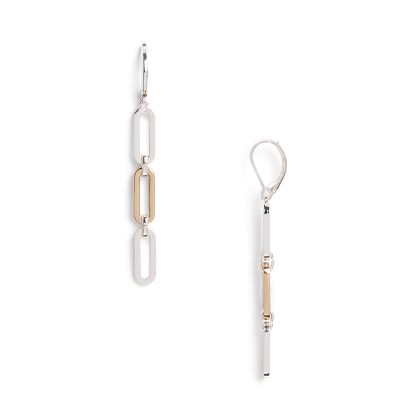 Gold/Silver Two-Tone Linear Earrings Lauren 2