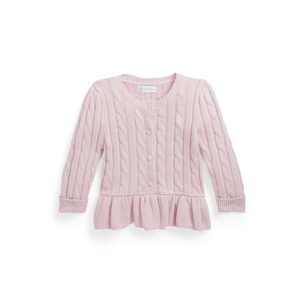 Hint Of Pink W/ Nevis Cable Cotton Peplum Cardigan Baby Girl 1