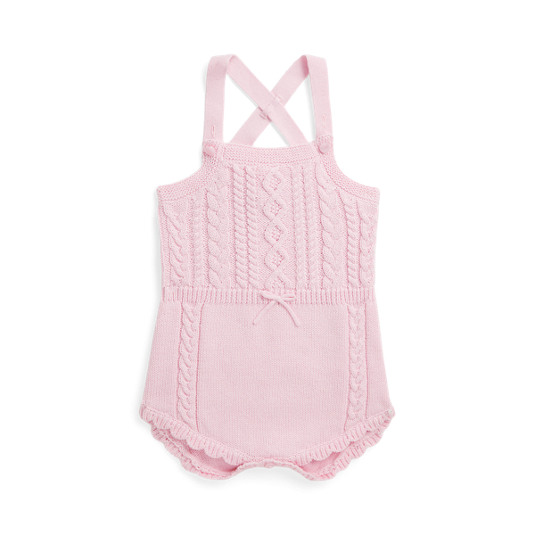 Kabelgebreide katoenen shortall Baby Girl in 1