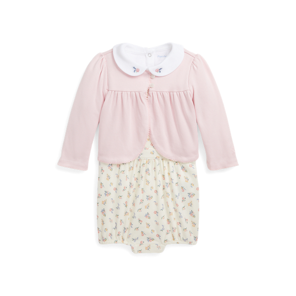 Cotton Bodysuit, Cardigan & Shortall Set