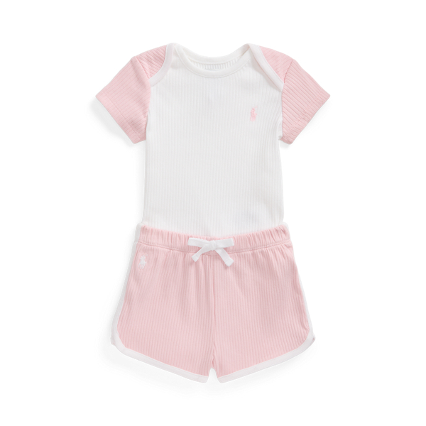 Ribbed Cotton Tee & Short Set Baby Girl 1