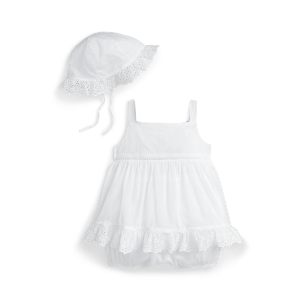 Cotton Voile Bubble Shortall &amp; Hat Set Baby Girl 1