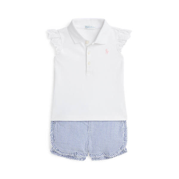 Mesh Polo Shirt & Seersucker Short Set