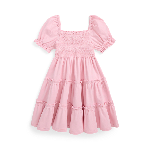 Garden Pink Smocked Cotton Jersey Dress Girls 2-6x for summer 1