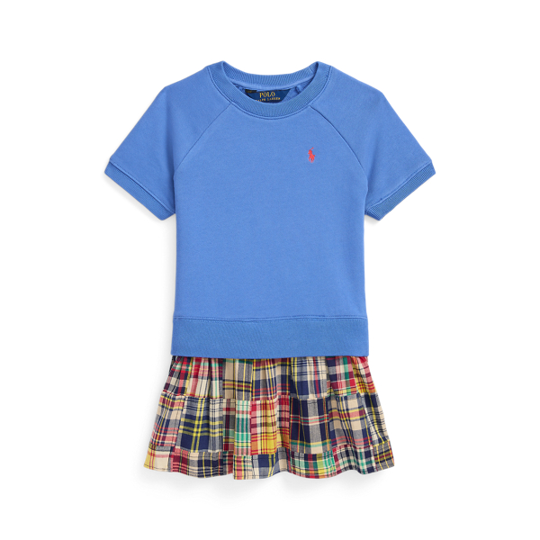 Cotton French Terry &amp; Madras-Skirt Dress Girls 1.5-6.5 Years 1