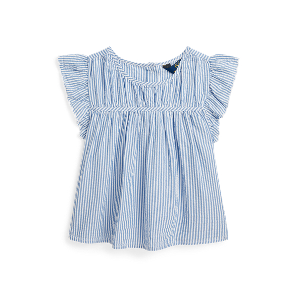 Gestreiftes Baumwollseersucker-Oberteil Girls 1.5-6.5 Years in 1