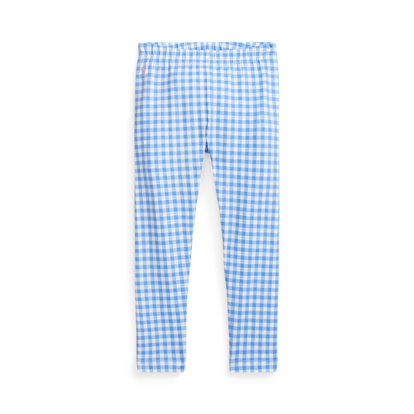 Ginghambluew/Floridapink Gingham Stretch Jersey Legging Girls 2-6x for back to school 1