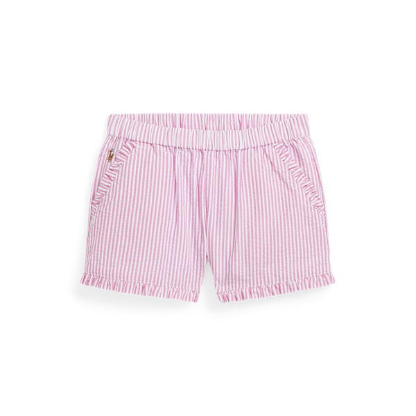Gestreepte seersucker short met ruches