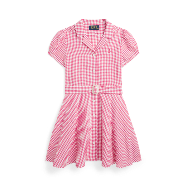 Abito in lino vichy con cintura Girls 1.5-6.5 Years in 1