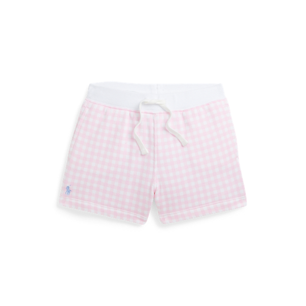 Gingham Pink Gingham French Terry Short Girls 2-6x 1