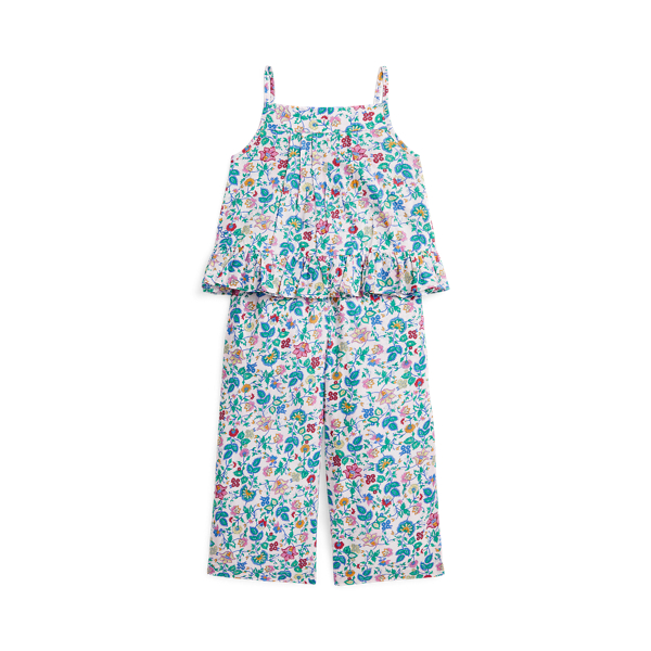 Gebloemde katoenen batist top en broek