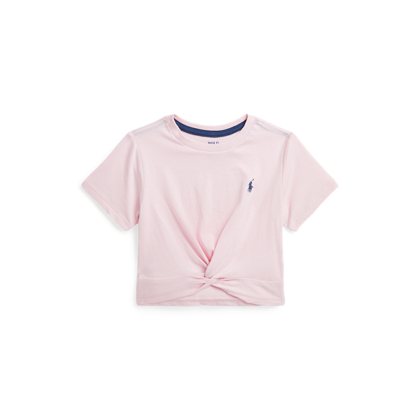 Hint Of Pink Twist-Front Cotton Jersey Tee Girls 2-6x 1