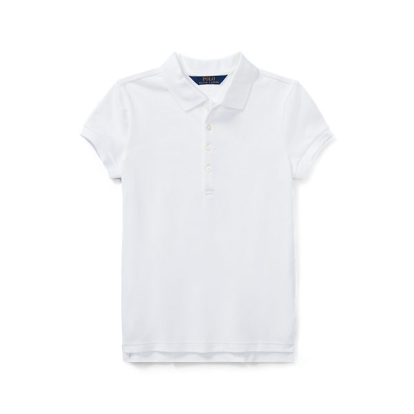 White Stretch Mesh Uniform Polo Shirt Girls 7-16 1