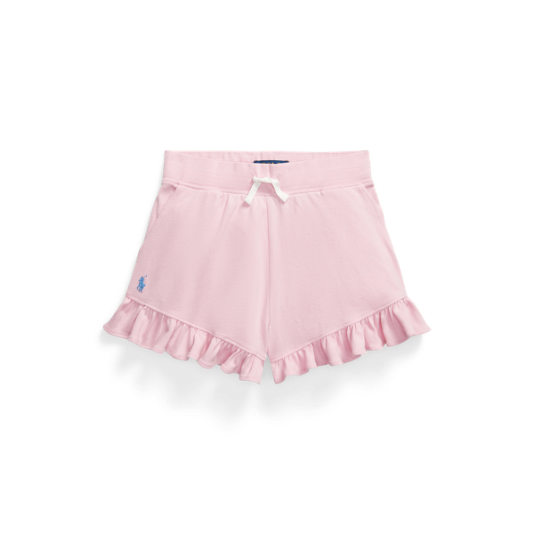 Garden Pink W/ Dusty Blue Ruffled Stretch Mesh Short Girls 7-16 1