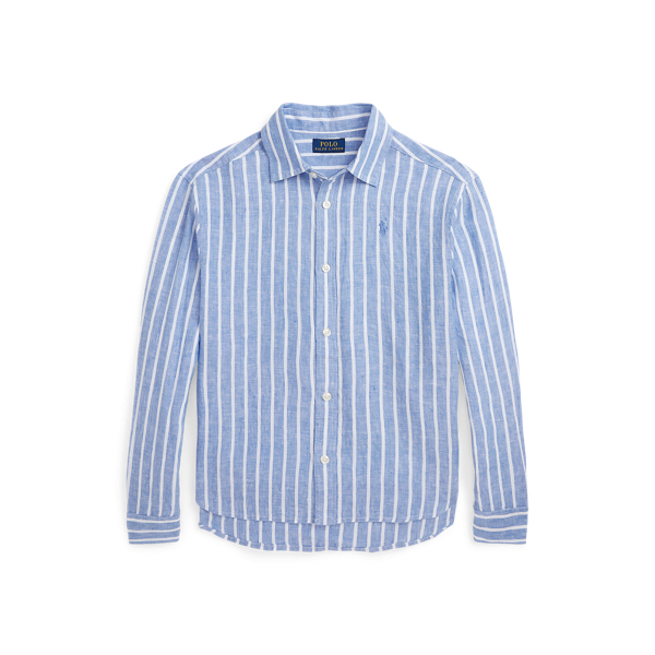 Chemise carr&eacute;e en lin ray&eacute;