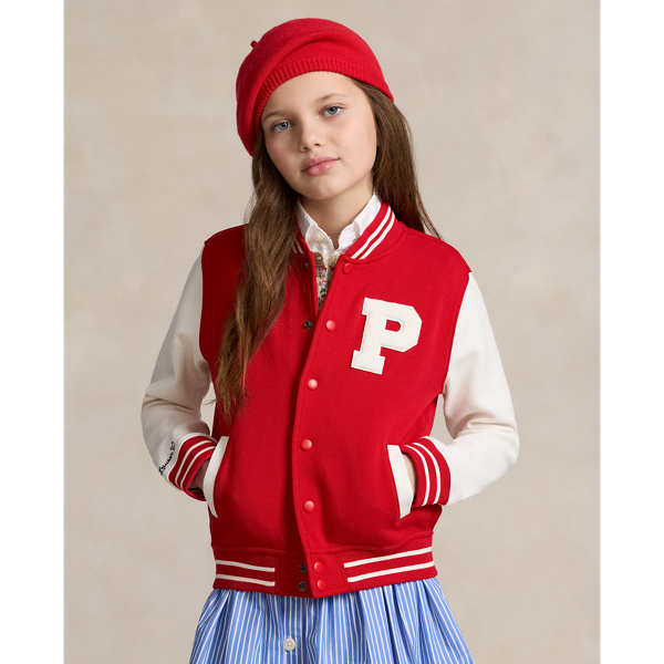 RL 2000 Red Logo Double-Knit Baseball Jacket Girls 7-16 1