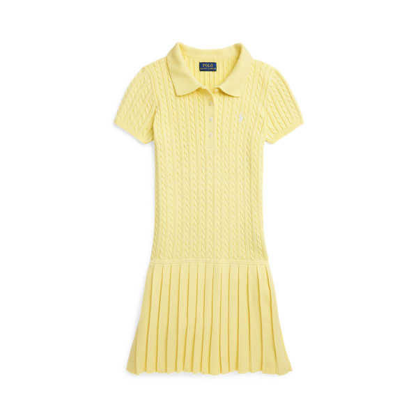 Wicket Yellow Mini-Cable Cotton-Blend Polo Dress Girls 7-16 1