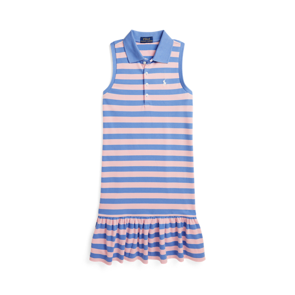 Garden Pink Striped Stretch Mesh Polo Dress Girls 7-16 for back to school 1