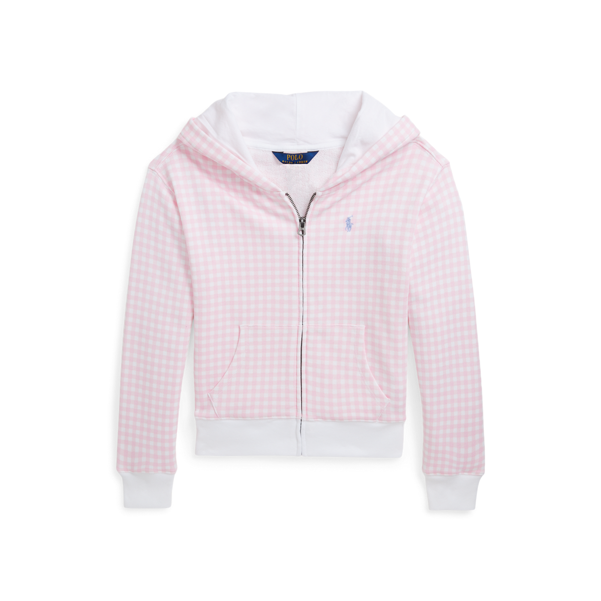 Gingham French Terry Full-Zip Hoodie