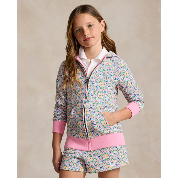 Beneda Floral Floral French Terry Full-Zip Hoodie Girls 7-16 1