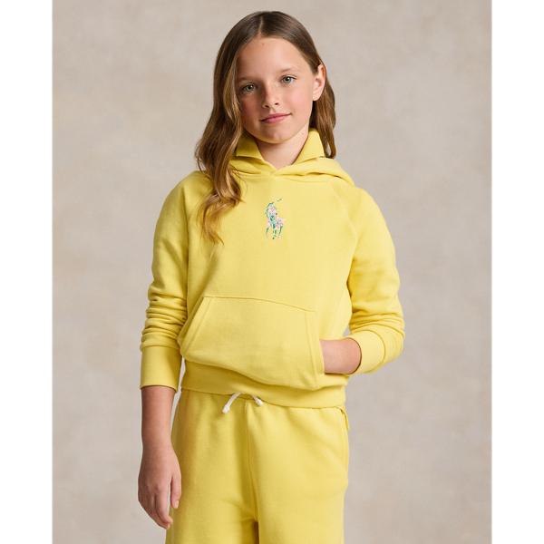 Oasis Yellow Floral Big Pony Terry Hoodie Girls 7-16 1