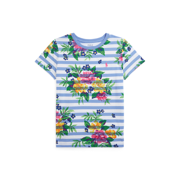 Striped Floral Cotton Jersey Tee