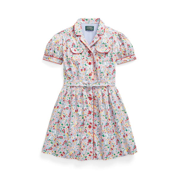 Floral Floral Belted Slub Cotton Dress Girls 7-16 1