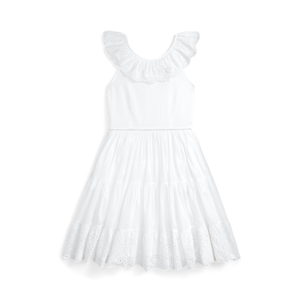 White Eyelet-Embroidered Cotton Voile Dress Girls 7-16 1