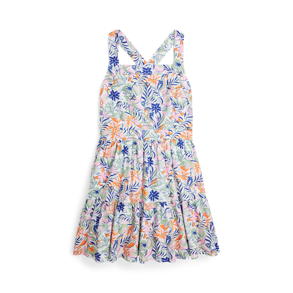 Tropical-Print Linen-Cotton Dress