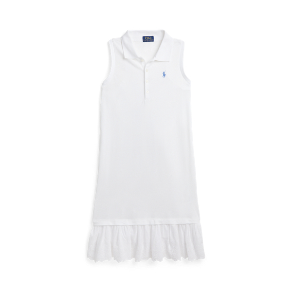 Eyelet Stretch Mesh Polo Dress