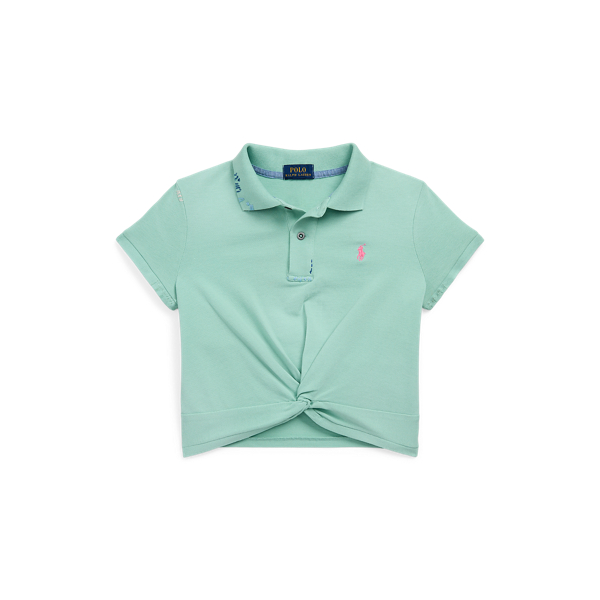 Twist-Front Stretch Mesh Polo Shirt