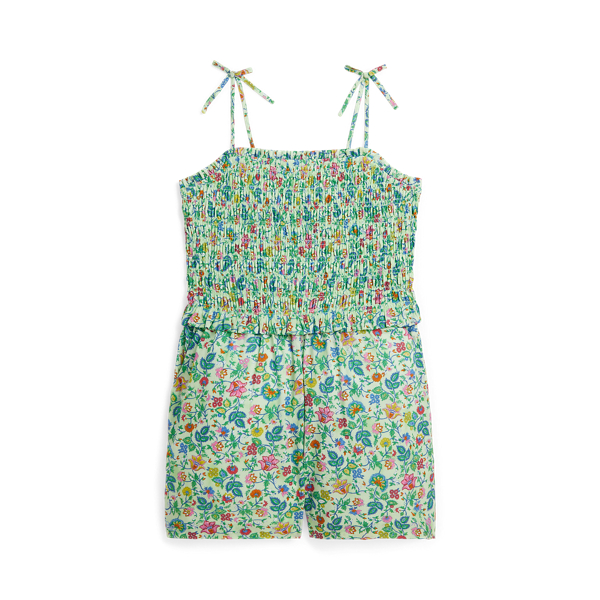 Floral Smocked Cotton Batiste Playsuit