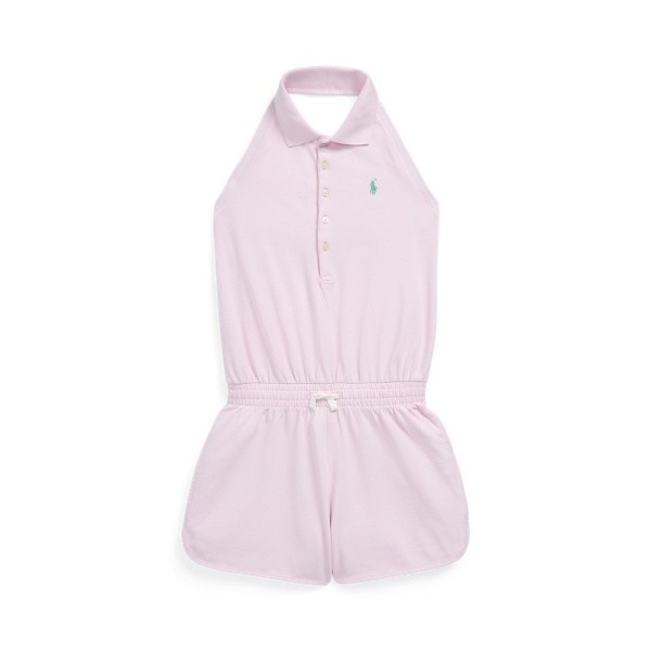 Stretch Mesh Halter Polo Playsuit Girls 7-14 Years 1