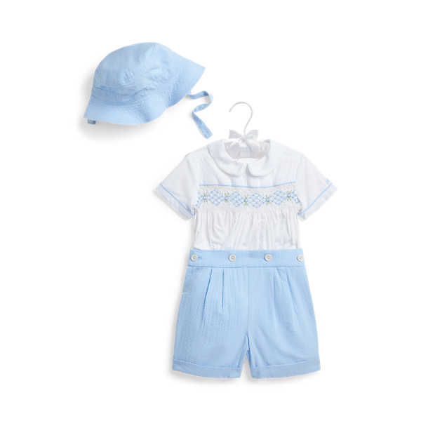 Cotton Shirt, Seersucker Short & Hat Set