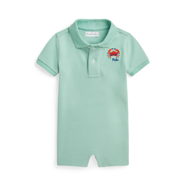 Crab-Embroidered Cotton Polo Shortall