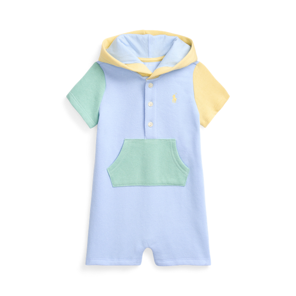 Color-Blocked Fleece Hooded Shortall