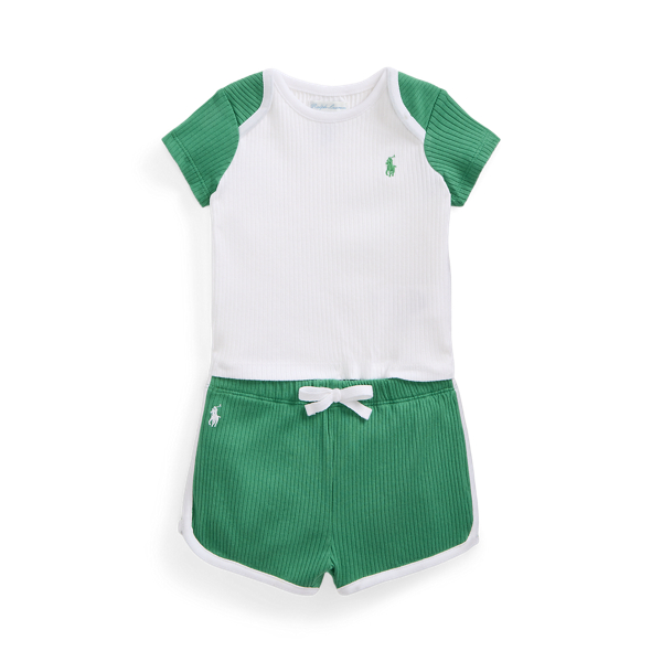 Raft Green Ribbed Cotton Tee & Short Set Baby Boy 1