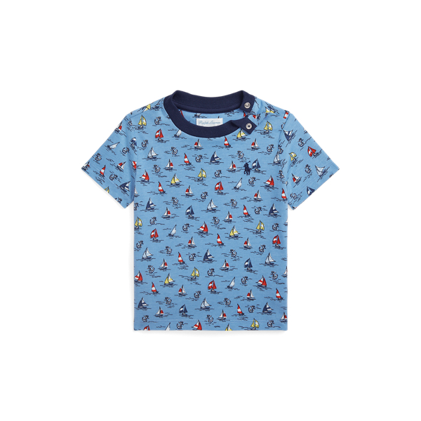 Sailboat-Print Cotton Jersey Tee