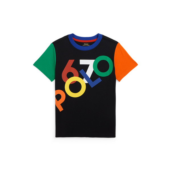 Polo Black Multi Logo Color-Blocked Cotton Jersey Tee Boys 2-7 for back to school 1