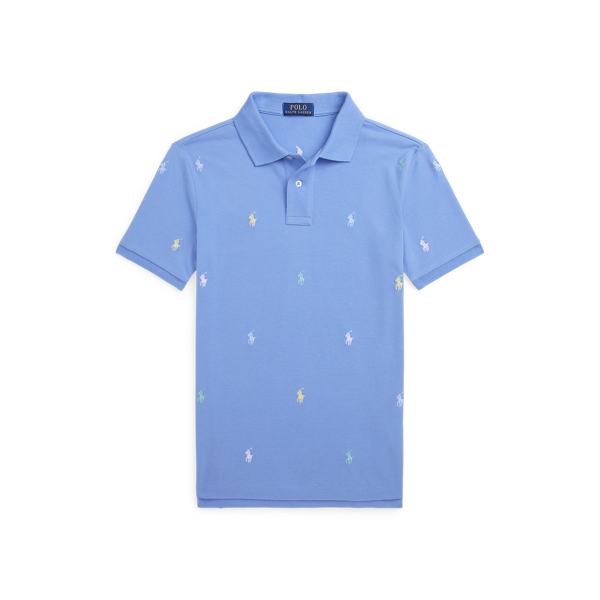 Harbor Island Blue Polo Pony Cotton Mesh Polo Shirt Boys 8-20 1