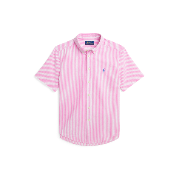 Sold Ralph Lauren Mens Prepster Classic Fit Seersucker Shirt Size L Pink Collared