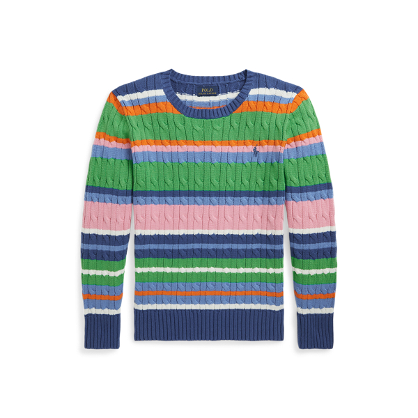 Striped Cable-Knit Cotton Jumper Boys 6-14 Years 1