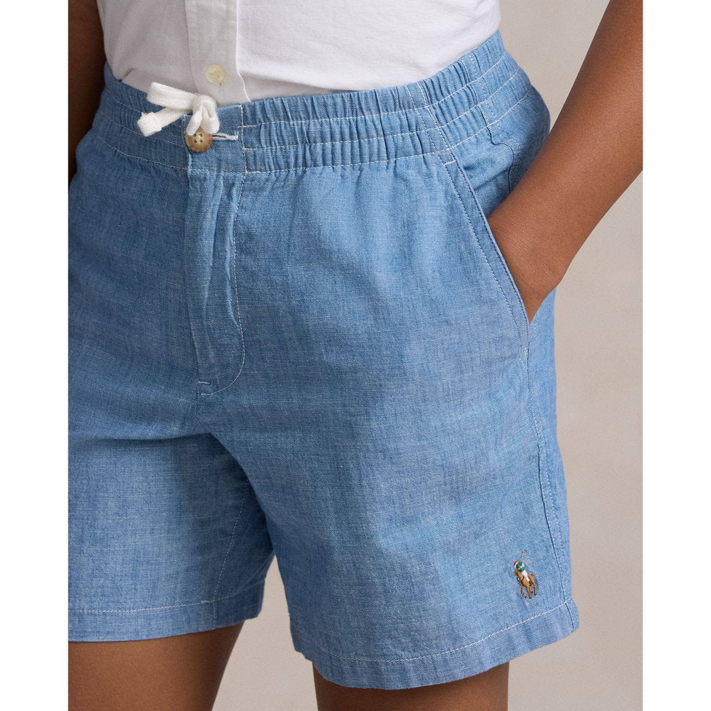Детские шорты Ralph Lauren Polo Prepster Chambray, цвет: Шамбре — фото 3