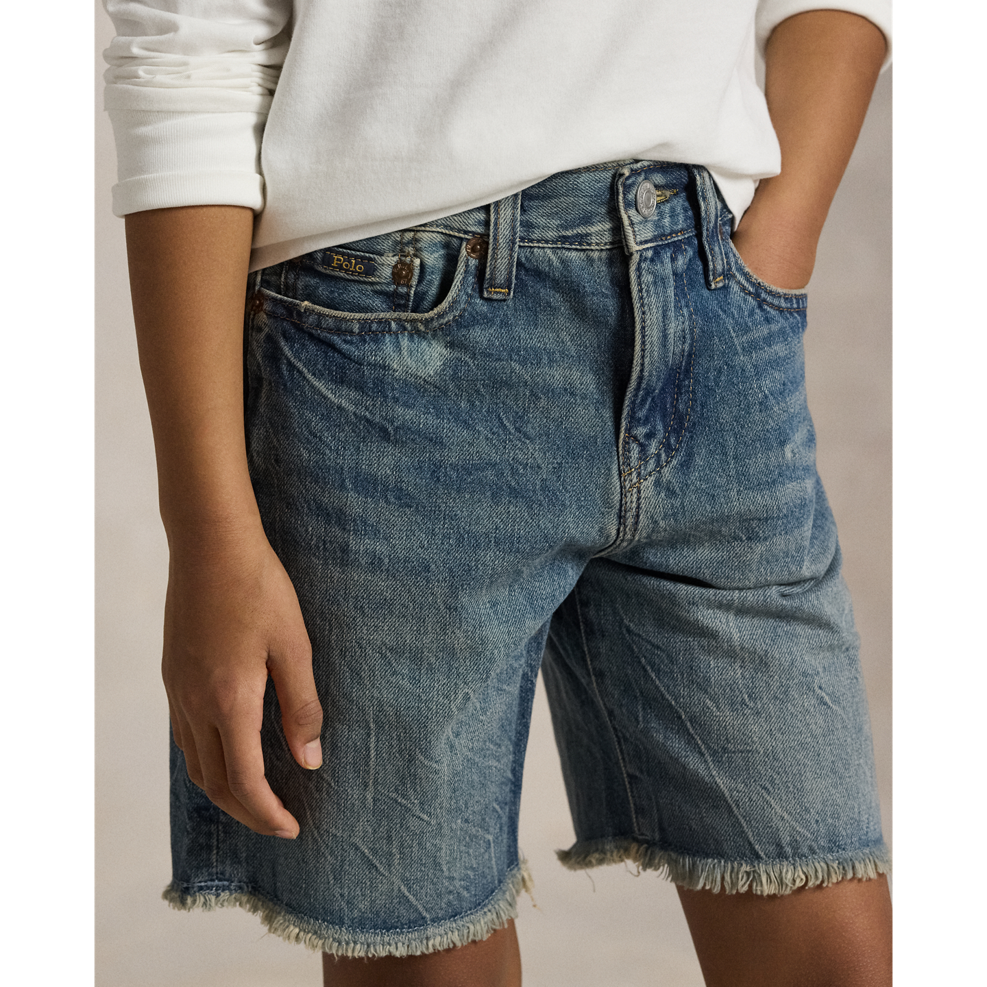 Детские шорты Ralph Lauren Sullivan Slim Cutoff Denim, цвет: Варёный — фото 3