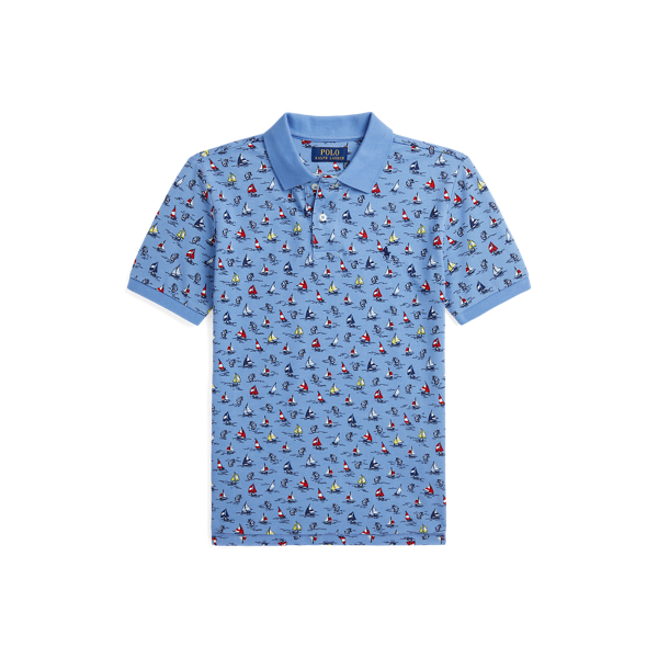 Sailboat-Print Cotton Mesh Polo Shirt Boys 6-14 Years 1