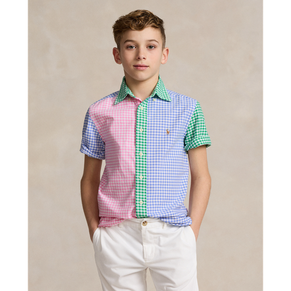 Gingham Funshirt Gingham Oxford Short-Sleeve Fun Shirt Boys 8-20 for back to school 1