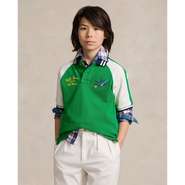 Cruise Green Paris-Embroidered Cotton Mesh Polo Shirt Boys 8-20 1