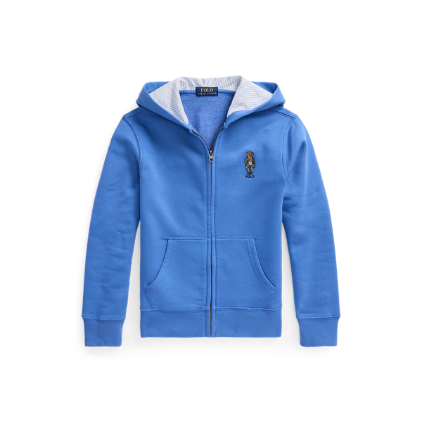 New England Blue Polo Bear Fleece Full-Zip Hoodie Boys 8-20 1