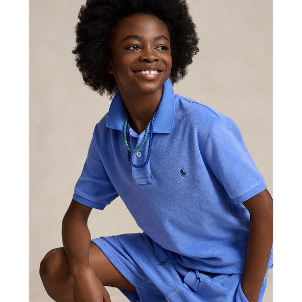 Harbor Island Blue Terry Polo Shirt Boys 8-20 1