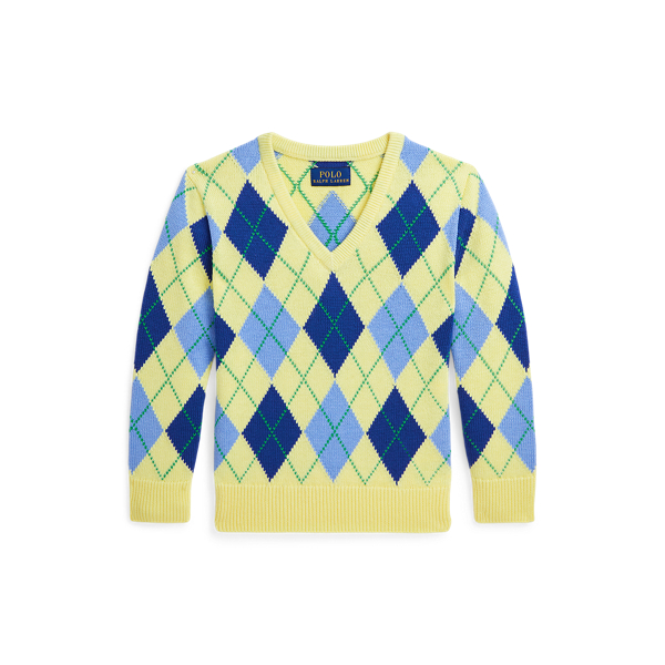Argyle Cotton V-Neck Jumper Boys 2-7 1